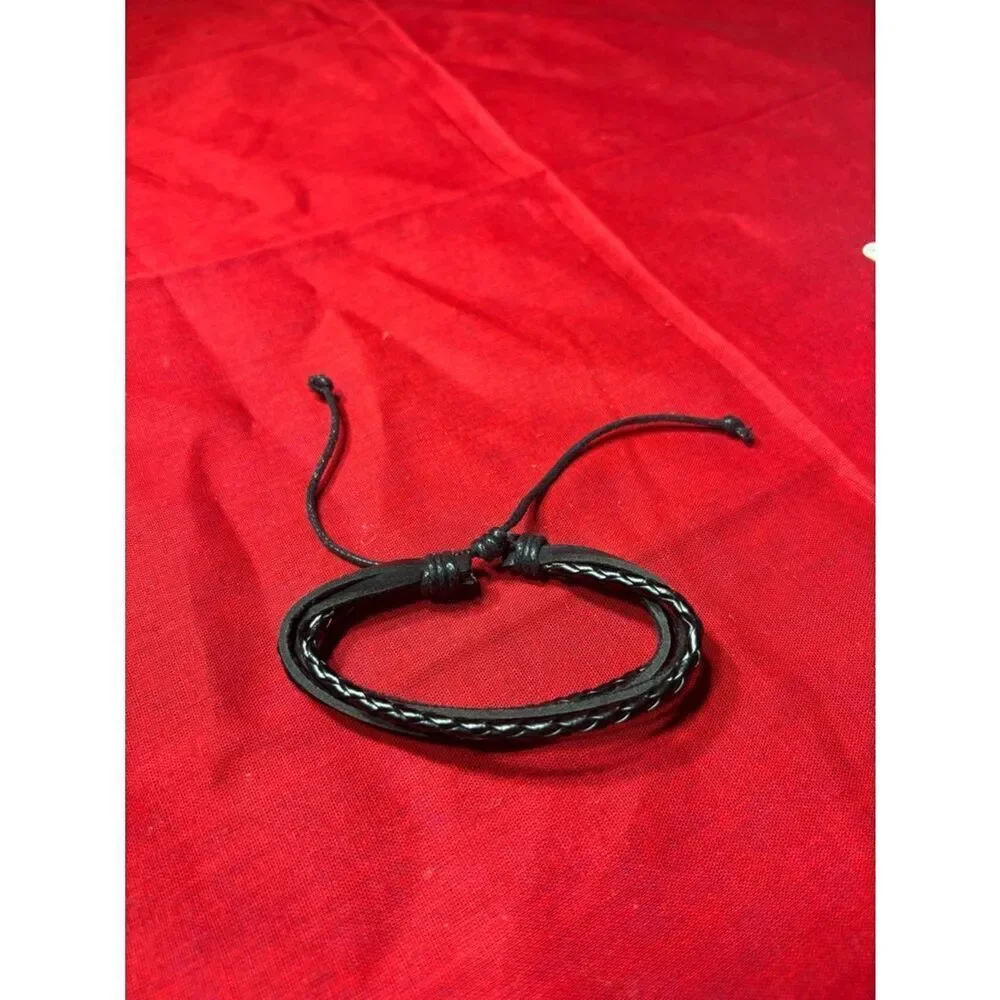 New! Decorative Leather Bracelet Men Wrap Handmade Wristband Adjustable